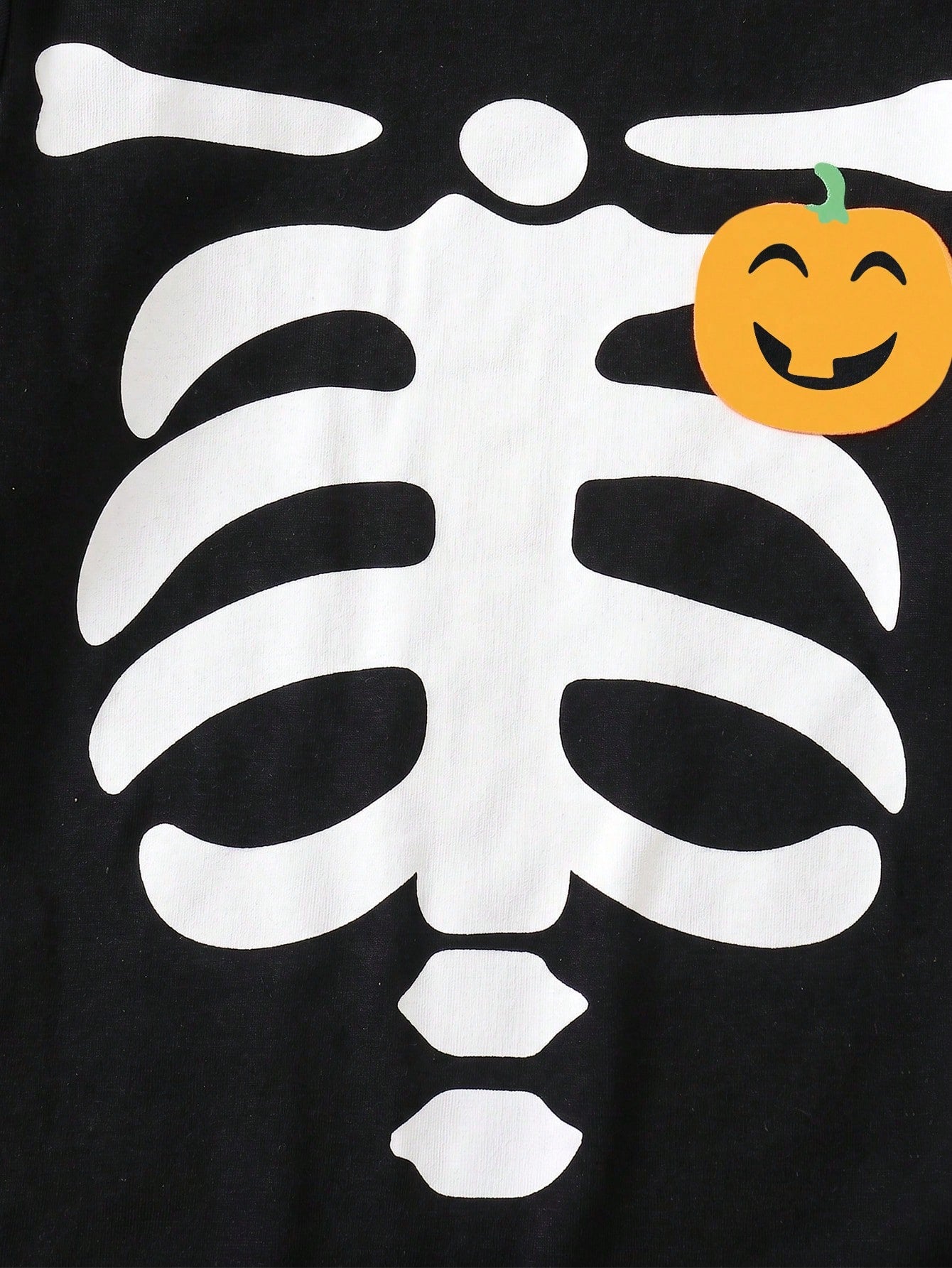 2pcs/Set Toddler Baby Boy Halloween White Skeleton Funny Print Chest Embellishment Playful Smiling Pumpkin Envelope Collar Long Sleeve Romper With Pumpkin Orange Hat, Boy Long Sleeve Romper, Rom