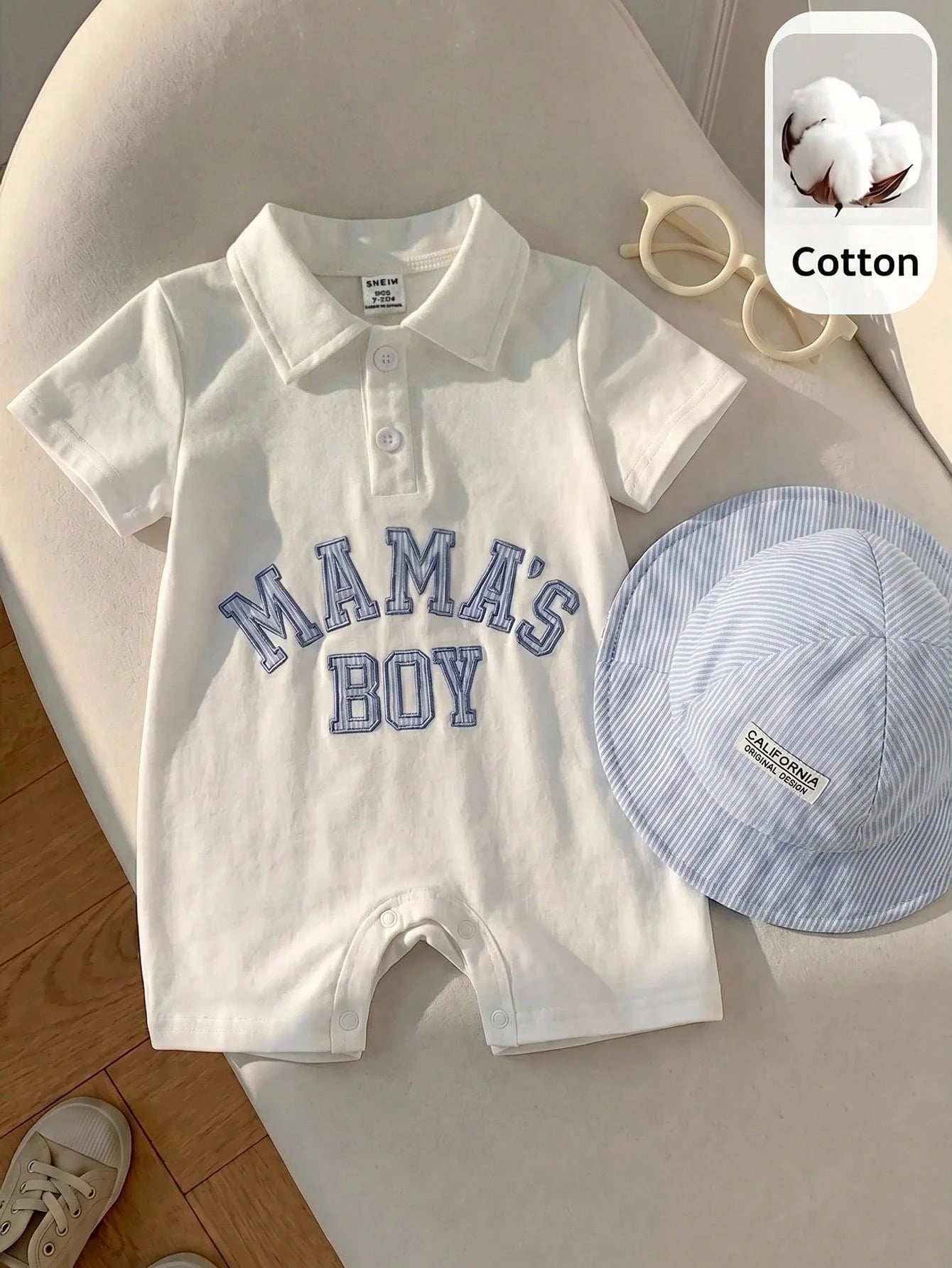 2pcs/Set Unisex Newborn/Baby Boy/Girl Striped Short Sleeve Romper And Sunhat Set, Spring/Summer Baby Clothes Outfit
