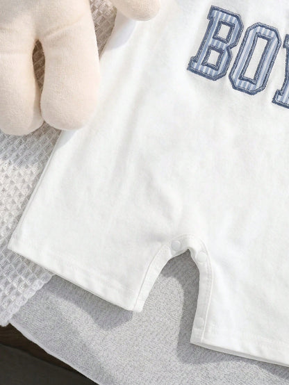 2pcs/Set Unisex Newborn/Baby Boy/Girl Striped Short Sleeve Romper And Sunhat Set, Spring/Summer Baby Clothes Outfit