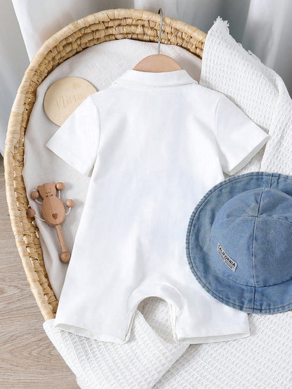 2pcs/Set Unisex Newborn/Baby Boy/Girl Striped Short Sleeve Romper And Sunhat Set, Spring/Summer Baby Clothes Outfit