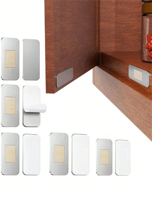 2pcs Stainless Steel Ultra-Thin Strong Magnetic Cabinet Door Stopper, Invisible Cabinet Magnet, Made Of Premium Stainless Steel Material, Lightweight And Exquisite Design, Hidden Installation Without