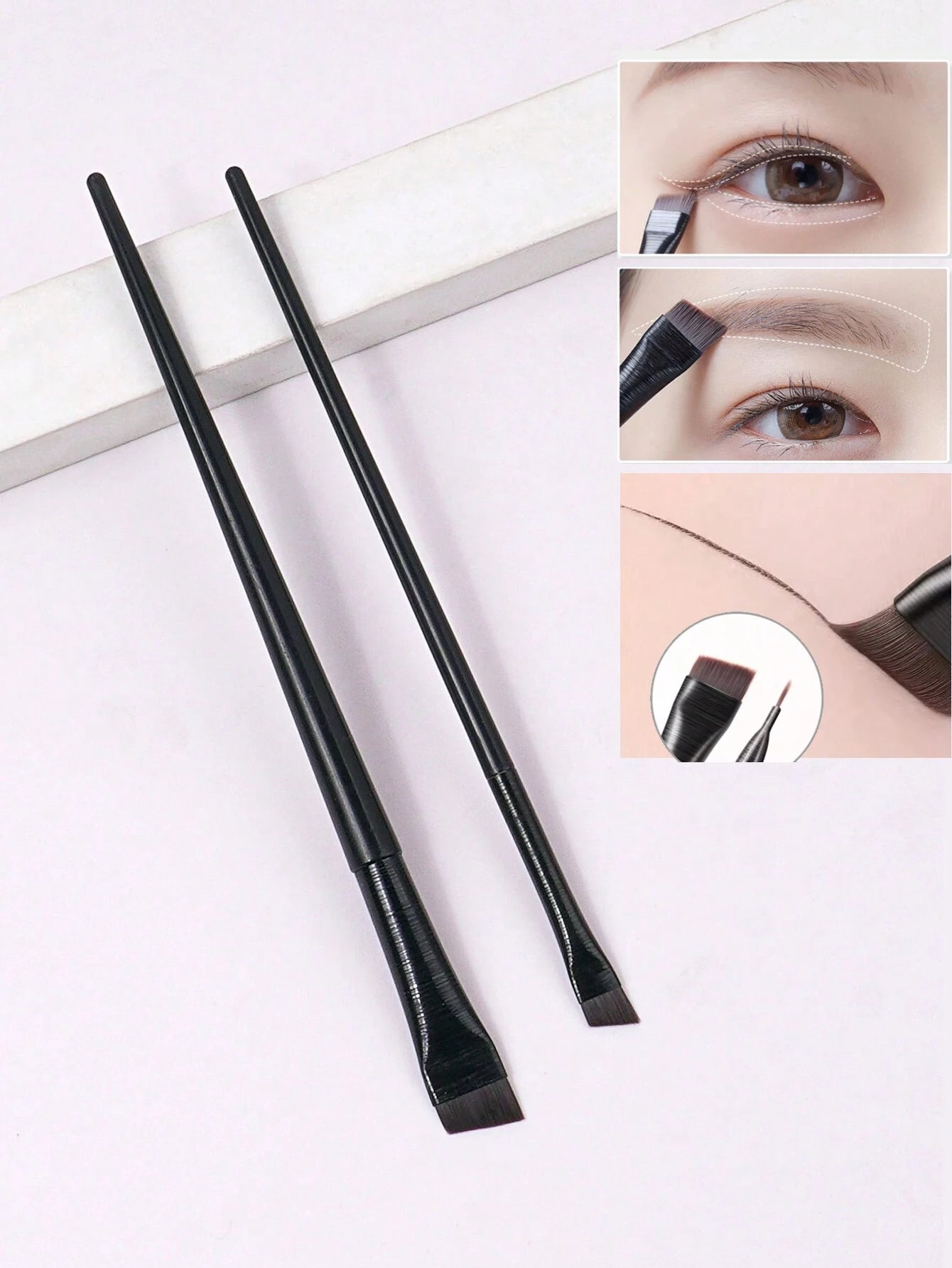 2pcs Super Thin Blade Eyeliner Brush & Soft Makeup Brush Set, Portable Eyebrow Brush & Multipurpose Cosmetic Tool,Eyebrow Brush,Eyeshadow Brush,Spoolie,Spoolie Brush,Giveaways
