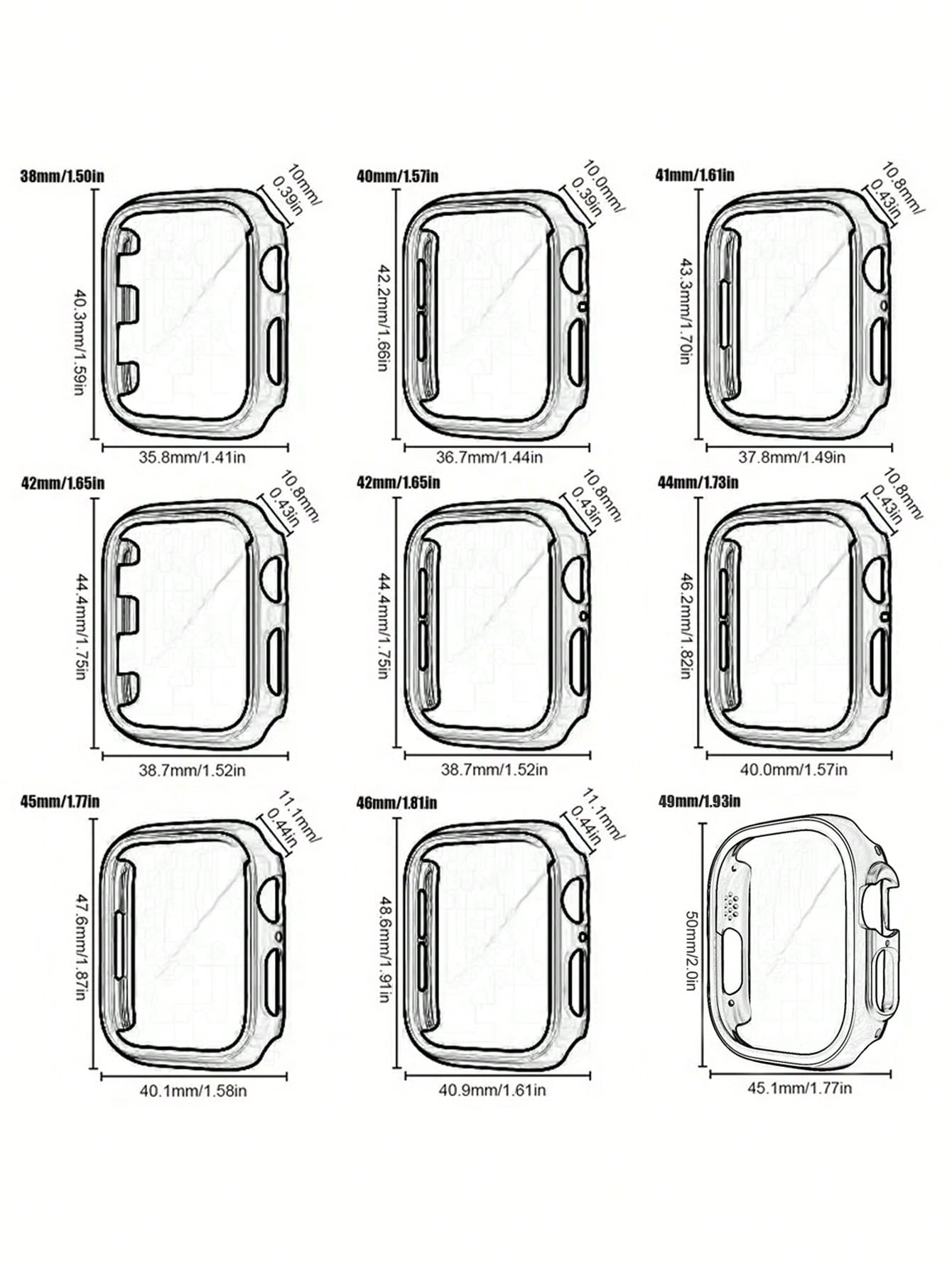 2pcs Transparent PC + Tempered Glass Integrated Watch Case, Anti-Drop Fashionable Protective Cover, Compatible With Apple Watch 38/40/41/42/44/45/46/49mm, Compatible With Apple Watch Series Ultra/SE/1