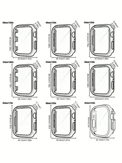 2pcs Transparent PC + Tempered Glass Integrated Watch Case, Anti-Drop Fashionable Protective Cover, Compatible With Apple Watch 38/40/41/42/44/45/46/49mm, Compatible With Apple Watch Series Ultra/SE/1