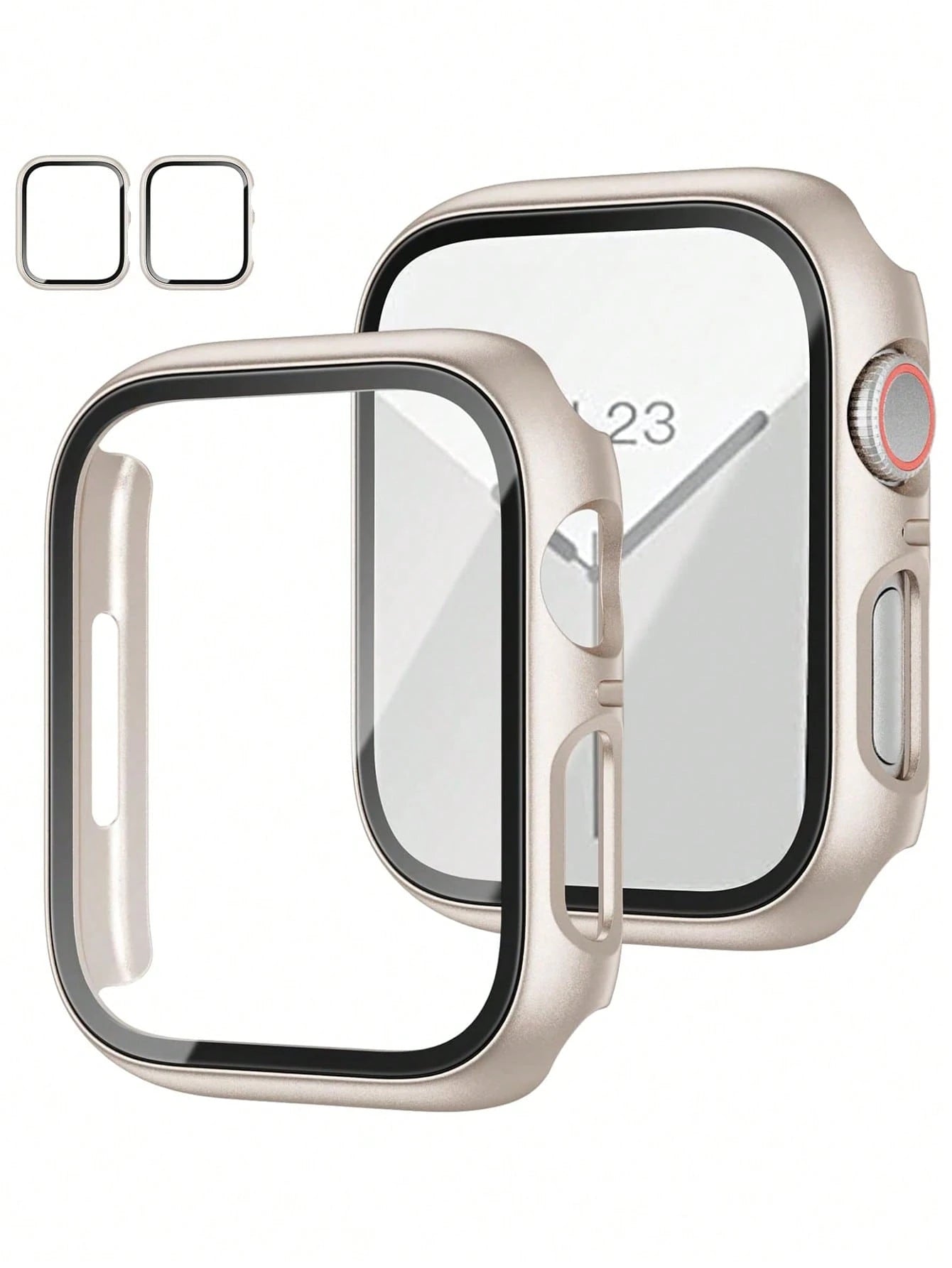 2pcs Transparent PC + Tempered Glass Integrated Watch Case, Anti-Drop Fashionable Protective Cover, Compatible With Apple Watch 38/40/41/42/44/45/46/49mm, Compatible With Apple Watch Series Ultra/SE/1
