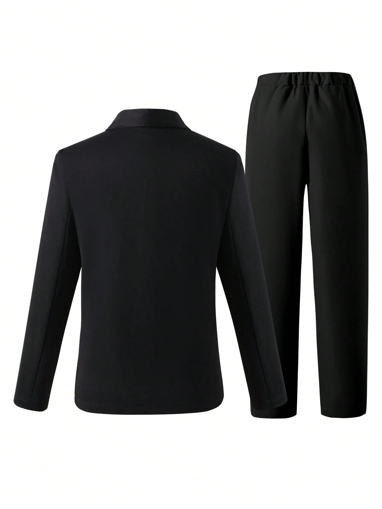 2pcs Tween Boy Gentlemen Outfit Set:Long Sleeve Black Jacket+Long Pants,Elegant Traditional Formal Wear For Wedding,Birthday Party,Graduation Winter