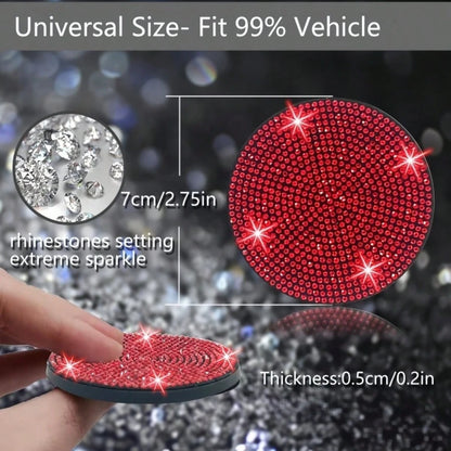 2pcs Universal Car Rhinestone Cup Holder Inserts, Silicone Non-Slip Waterproof, Sparkling Rhinestone Design, Multiple Colors Available, Interior Decoration Accessory