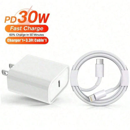 2PCS USB-C Wall Charger With Type-C To Lightning Cable- Fast Charging For 14/13/12 Series, Local Warehouse