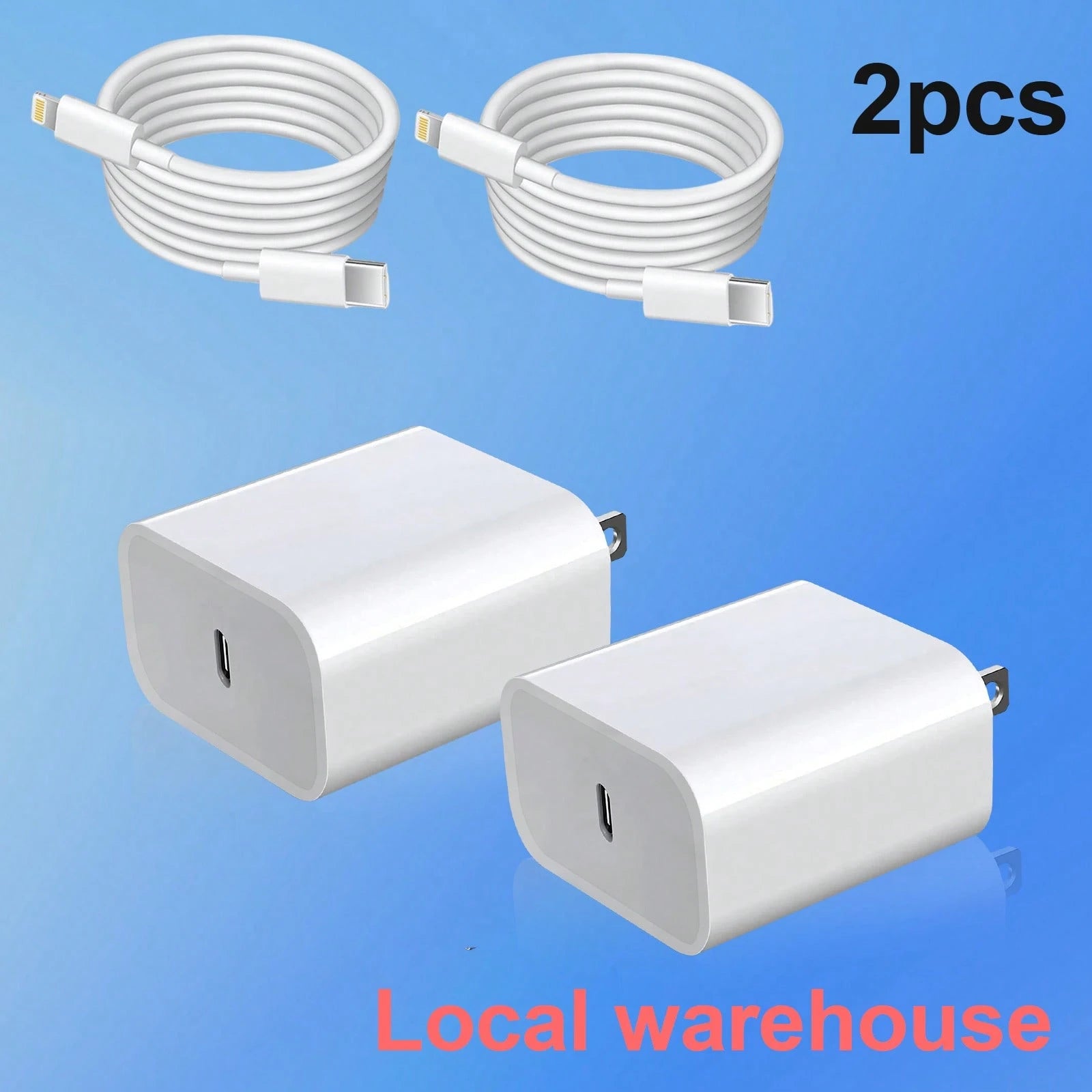 2PCS USB-C Wall Charger With Type-C To Lightning Cable- Fast Charging For 14/13/12 Series, Local Warehouse