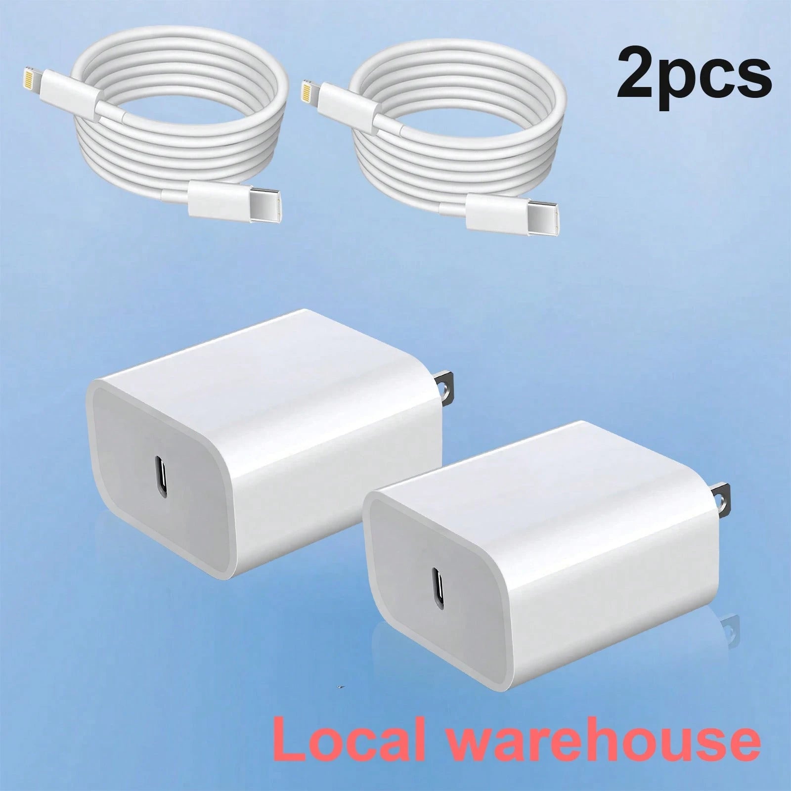 2PCS USB-C Wall Charger With Type-C To Lightning Cable- Fast Charging For 14/13/12 Series, Local Warehouse