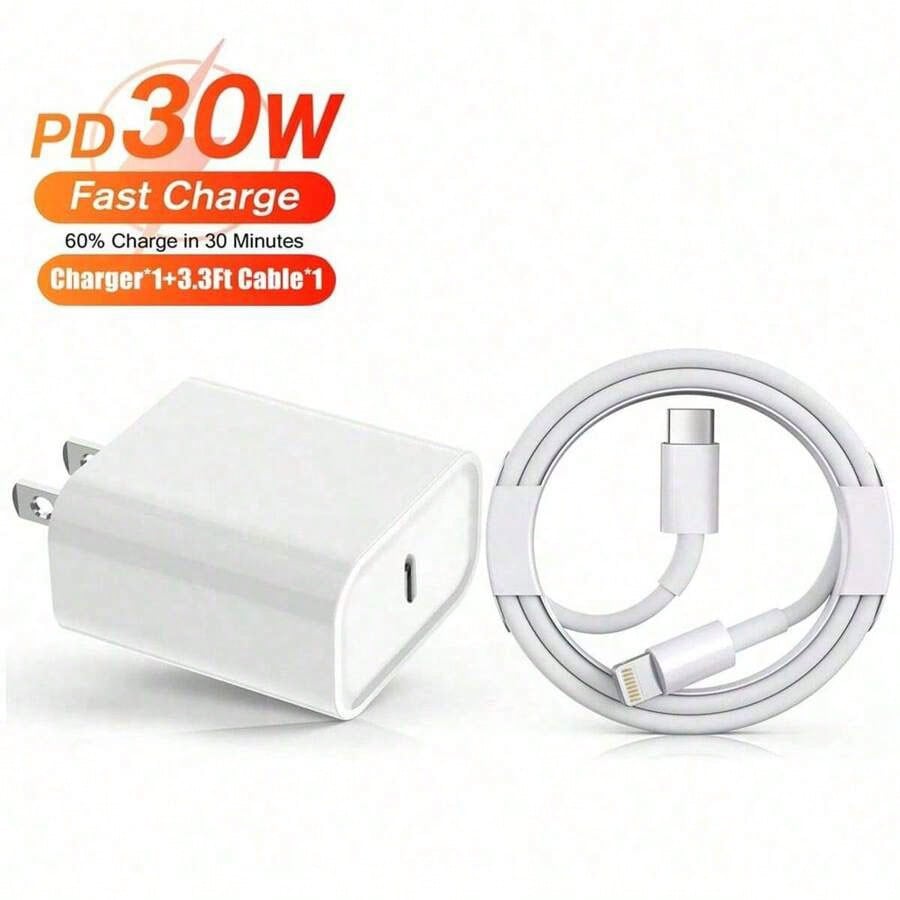 2PCS USB-C Wall Charger With Type-C To Lightning Cable- Fast Charging For 14/13/12 Series, Local Warehouse