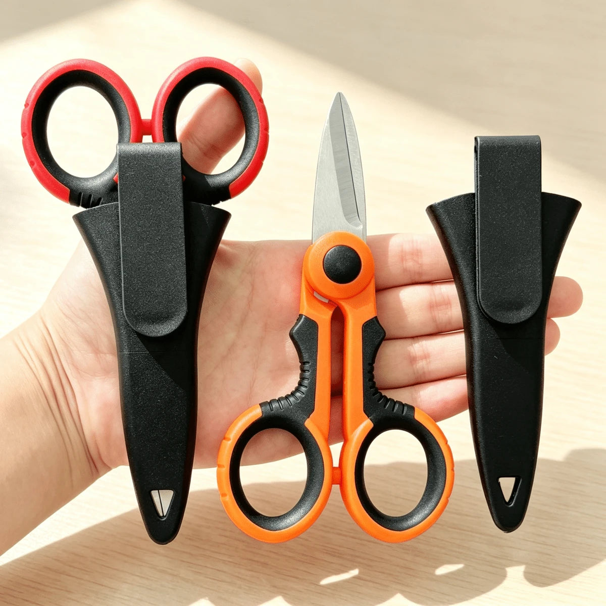 2PCS Versatile Stainless Steel Scissors-Multi-Color Braided Line Cutter & Stripper, Ergonomic Handle, Electrician's Shears For Cutting Fabric, Paper, And Cable-Serrated Design For Easy Cutting, Durabl