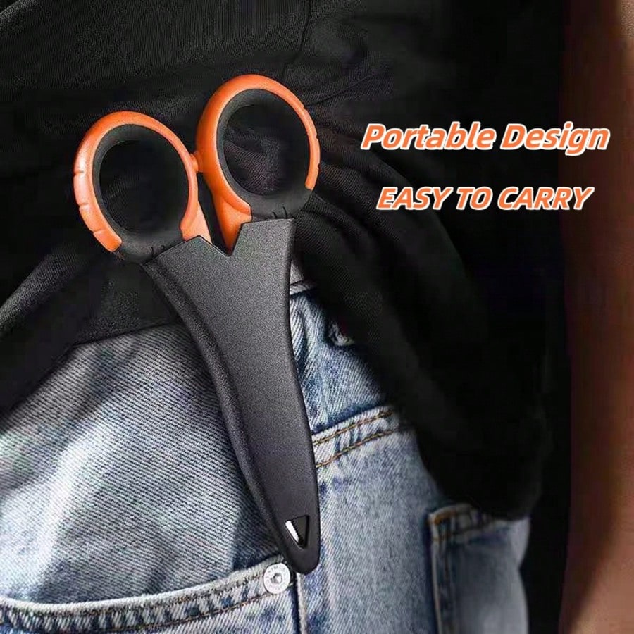 2PCS Versatile Stainless Steel Scissors-Multi-Color Braided Line Cutter & Stripper, Ergonomic Handle, Electrician's Shears For Cutting Fabric, Paper, And Cable-Serrated Design For Easy Cutting, Durabl