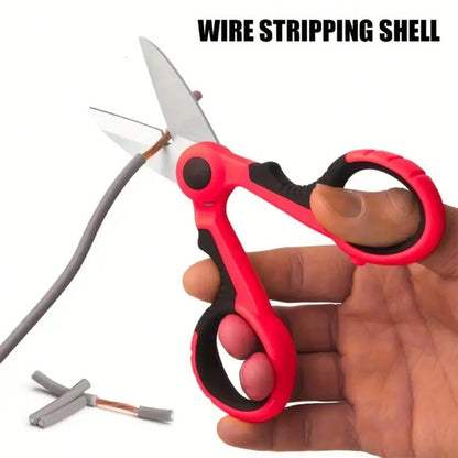 2PCS Versatile Stainless Steel Scissors-Multi-Color Braided Line Cutter & Stripper, Ergonomic Handle, Electrician's Shears For Cutting Fabric, Paper, And Cable-Serrated Design For Easy Cutting, Durabl