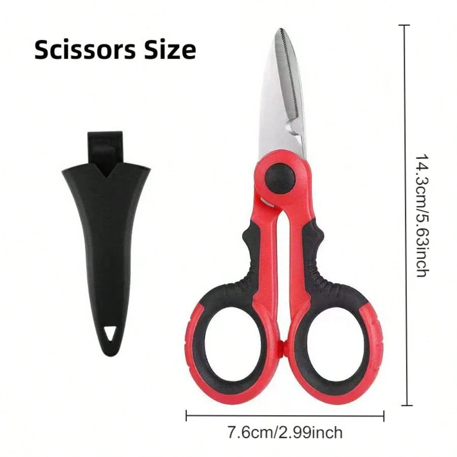 2PCS Versatile Stainless Steel Scissors-Multi-Color Braided Line Cutter & Stripper, Ergonomic Handle, Electrician's Shears For Cutting Fabric, Paper, And Cable-Serrated Design For Easy Cutting, Durabl