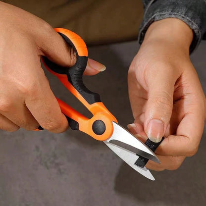 2PCS Versatile Stainless Steel Scissors-Multi-Color Braided Line Cutter & Stripper, Ergonomic Handle, Electrician's Shears For Cutting Fabric, Paper, And Cable-Serrated Design For Easy Cutting, Durabl