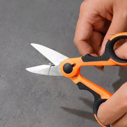 2PCS Versatile Stainless Steel Scissors-Multi-Color Braided Line Cutter & Stripper, Ergonomic Handle, Electrician's Shears For Cutting Fabric, Paper, And Cable-Serrated Design For Easy Cutting, Durabl