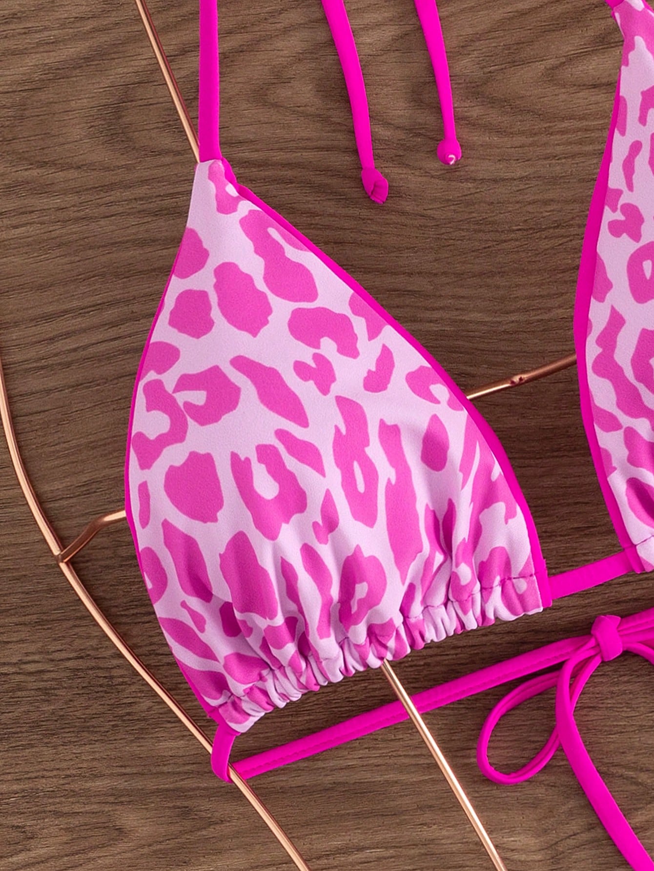 2pcs Women's Leopard Print Tie-Up Sexy Bikini Set, Suitable For Beach Vacation Summer