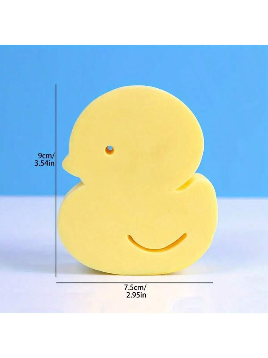 3/2/1 Pc Soft & Elastic Duckling Shape Baby Bath Sponges: Thick, Gentle, High Elasticity, Better Grip- For Skin Exfoliation And Smooth Skin- Individually Packaged