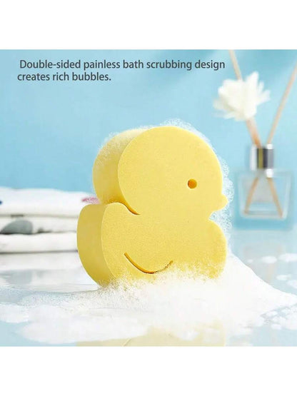 3/2/1 Pc Soft & Elastic Duckling Shape Baby Bath Sponges: Thick, Gentle, High Elasticity, Better Grip- For Skin Exfoliation And Smooth Skin- Individually Packaged