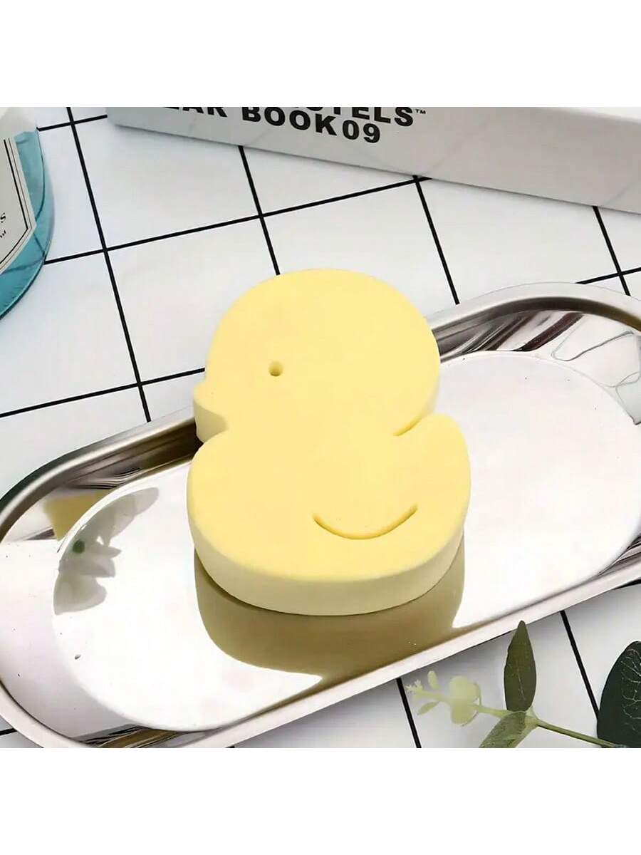 3/2/1 Pc Soft & Elastic Duckling Shape Baby Bath Sponges: Thick, Gentle, High Elasticity, Better Grip- For Skin Exfoliation And Smooth Skin- Individually Packaged