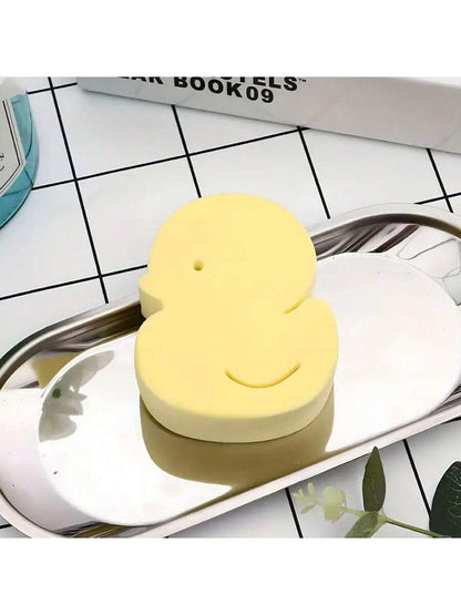 3/2/1 Pc Soft & Elastic Duckling Shape Baby Bath Sponges: Thick, Gentle, High Elasticity, Better Grip- For Skin Exfoliation And Smooth Skin- Individually Packaged