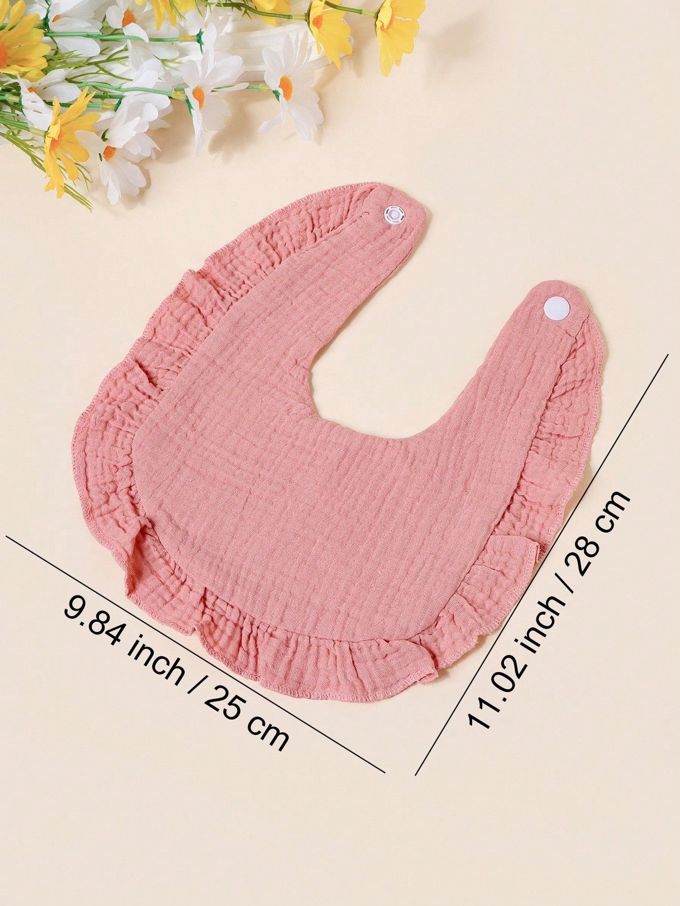 3/4pcs Baby Rose & Tulip Print Bibs With Ruffle Trim, Solid Color Soft Drool Bibs