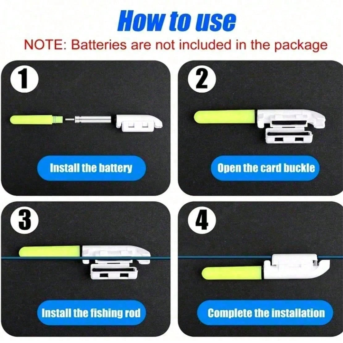 3/6Pcs +Battery Set Green Red FLash Electronic Fishing Rod Tip Light Rods Led Bells Light Rods Bite Alarms Tools CR425 (Batteries Included)