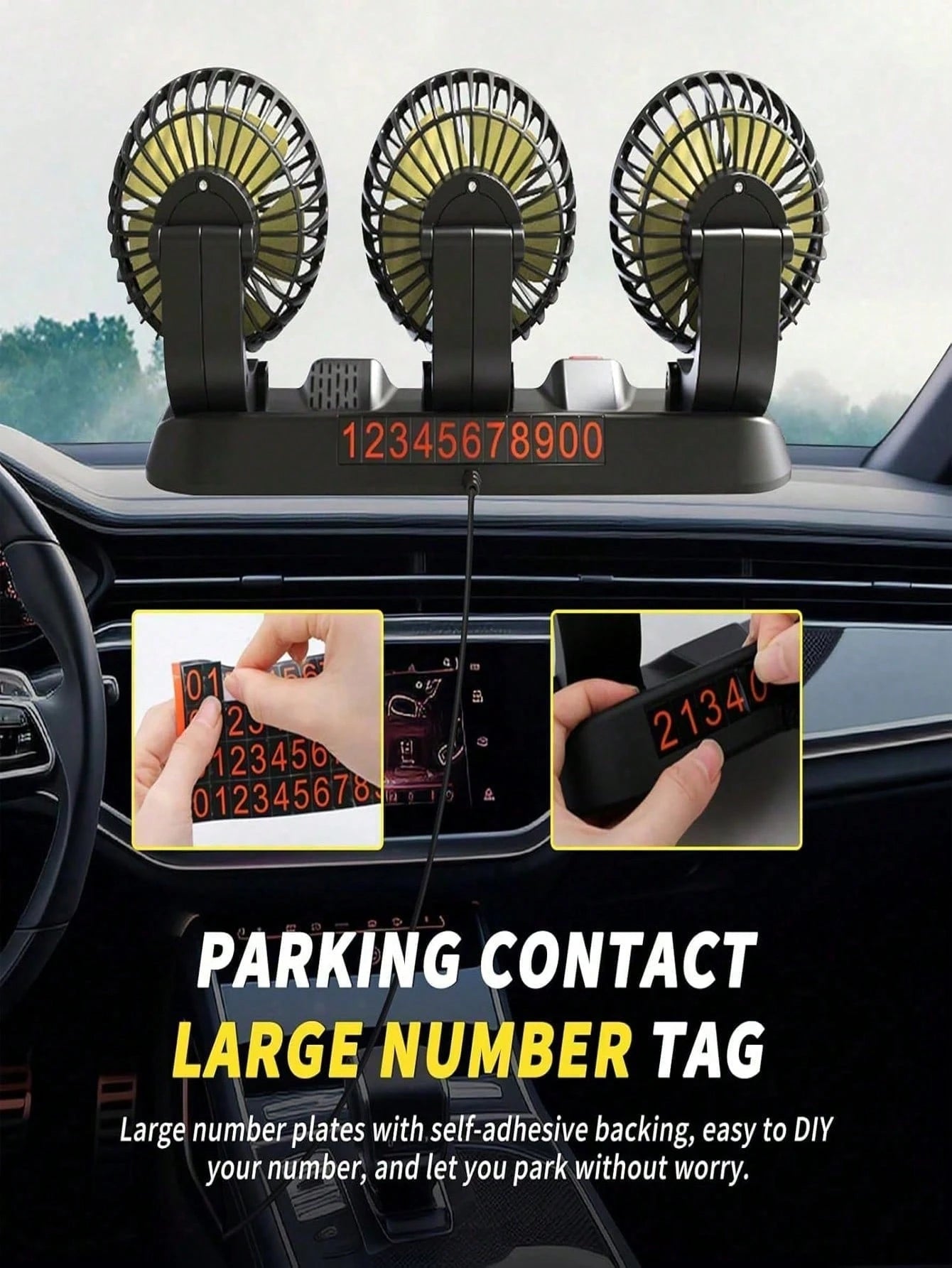 3-Head Car Electric Fan, 2-Speed Adjustable, Quiet, 360° Rotation, 5V USB Powered, Strong Airflow, Single Button Operation, Suitable For Car, SUV, RV, Boat