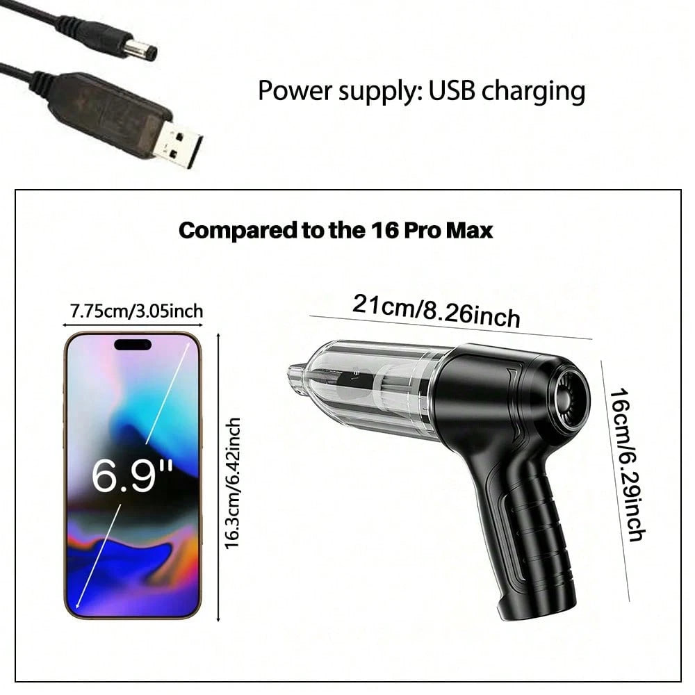3-In-1 Car Vacuum Cleaner, Strong Suction Portable Cordless Vacuum Cleaner For Dry & Wet Use, 2400mAh