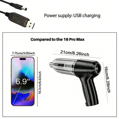 3-In-1 Car Vacuum Cleaner, Strong Suction Portable Cordless Vacuum Cleaner For Dry & Wet Use, 2400mAh