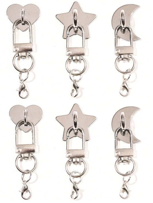 3-In-1 Phone Case Heart Star Moon Snap Button + Door Buckle + Lobster Claw Clasp Lanyard, DIY Phone Lanyard Strap, Phone Lanyard, Alloy Metal Material, Strong Adhesive Backing, No Residue, Phone Case