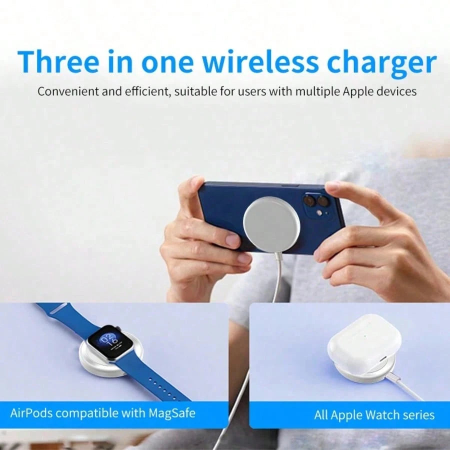3-In-1 Ultra-Thin Magnetic Wireless Charger, 15W Compatible With Apple Devices, Keeps Desktop Tidy, Suitable For Home, Office, Travel And Gifting. Applicable For Office, Dorm, Home Office/Dorm/Home Ph