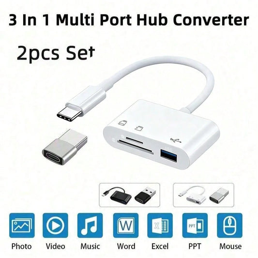 3-In-1 USB-C Micro SD Card Reader Adapter, Compatible With IPad Pro, And More USB-C Devices
