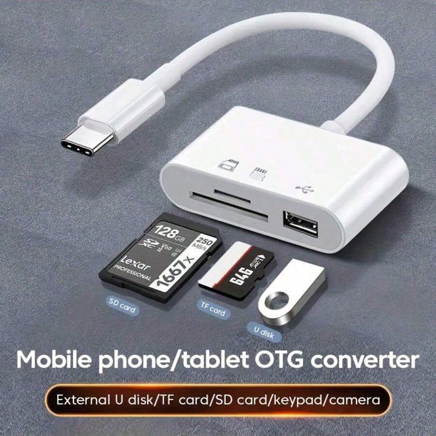 3-In-1 USB-C Micro SD Card Reader Adapter, Compatible With IPad Pro, And More USB-C Devices
