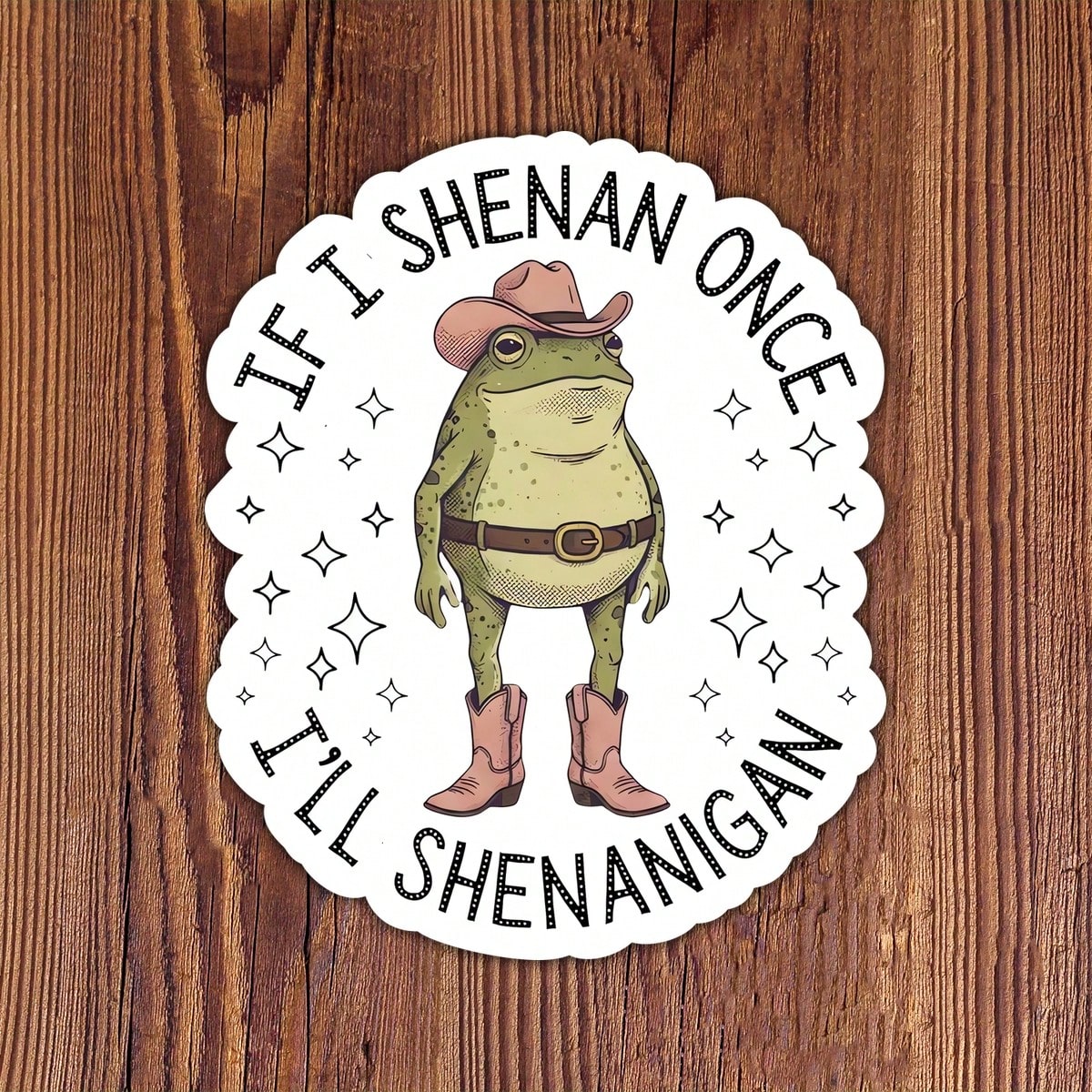 3 Inch 1pc "If I Cause Trouble Once, I'll Cause Trouble" Funny Cowboy Frog Sticker Or Magnet, Suitable For Students, Office Workers, Retail Workers, Teachers, Commuters, Creative People, Notebook Arti