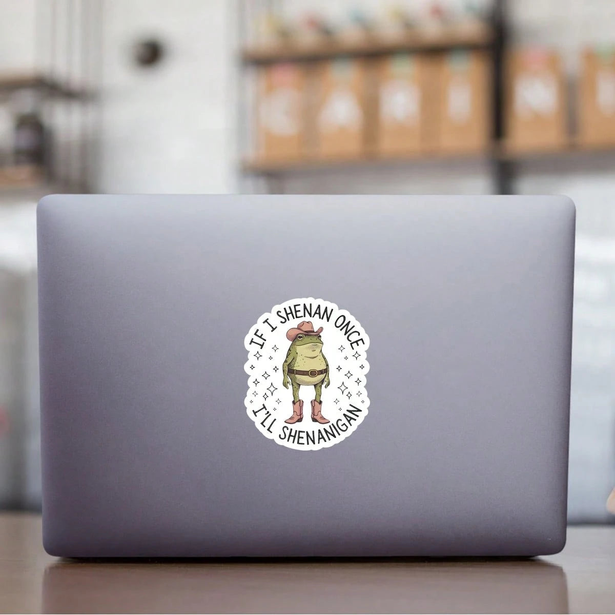 3 Inch 1pc "If I Cause Trouble Once, I'll Cause Trouble" Funny Cowboy Frog Sticker Or Magnet, Suitable For Students, Office Workers, Retail Workers, Teachers, Commuters, Creative People, Notebook Arti