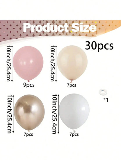 30/60pcs Soft Color Balloon Set- Elegant Peach, Beige, White, Gold, Pink Latex Balloons, Suitable For Helium Inflation, With Clear Strings, Ideal For Birthday, Wedding, Bridal Party Decoration