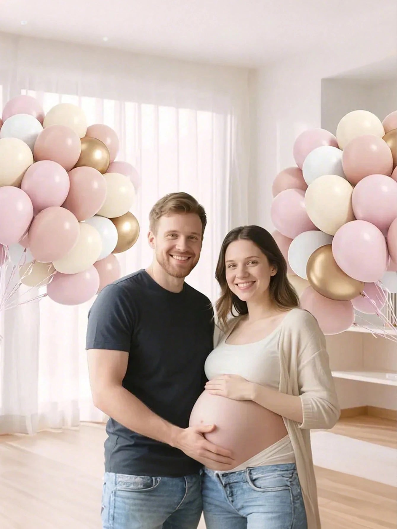 30/60pcs Soft Color Balloon Set- Elegant Peach, Beige, White, Gold, Pink Latex Balloons, Suitable For Helium Inflation, With Clear Strings, Ideal For Birthday, Wedding, Bridal Party Decoration