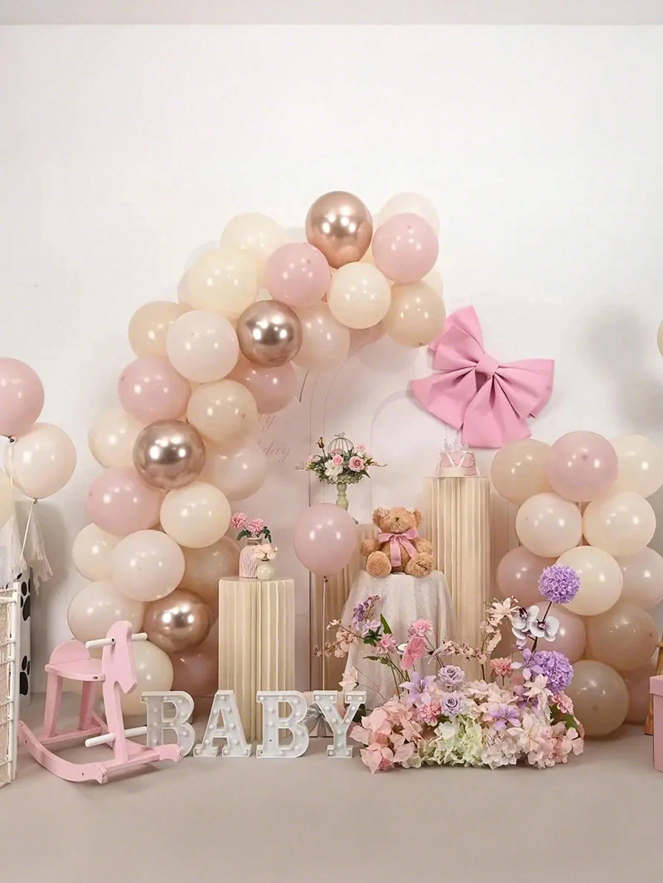 30/60pcs Soft Color Balloon Set- Elegant Peach, Beige, White, Gold, Pink Latex Balloons, Suitable For Helium Inflation, With Clear Strings, Ideal For Birthday, Wedding, Bridal Party Decoration