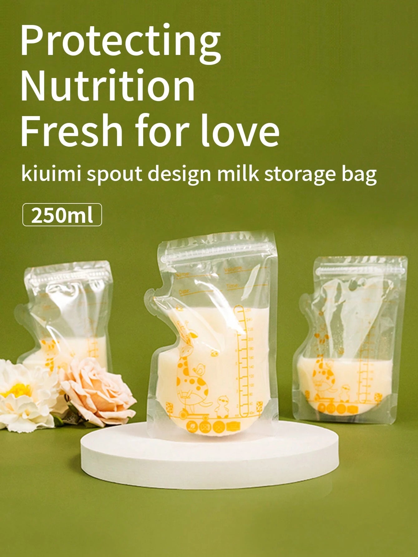 30pcs Breastmilk Storage Bags, 8oz Breastfeeding Milk Storage Bags With Spout, Flat Lay Design For Space Saving, Disposable Milk Bags For Food/Snack Storage