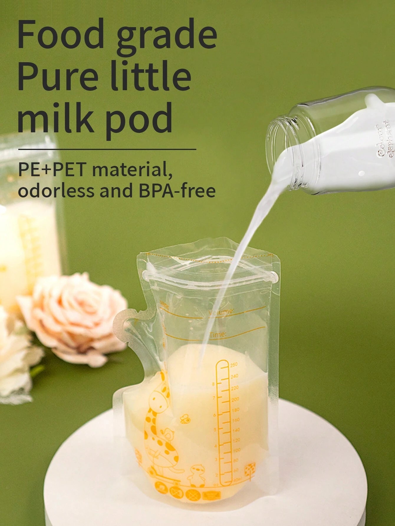 30pcs Breastmilk Storage Bags, 8oz Breastfeeding Milk Storage Bags With Spout, Flat Lay Design For Space Saving, Disposable Milk Bags For Food/Snack Storage