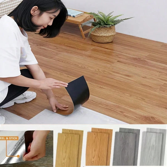 30pcs Self-Adhesive Wood Grain Floor Stickers, Thick, Wear-Resistant, Waterproof, New PVC Wood Grain Floor Stickers, Suitable For Home Decoration, Bedroom, Living Room Floor