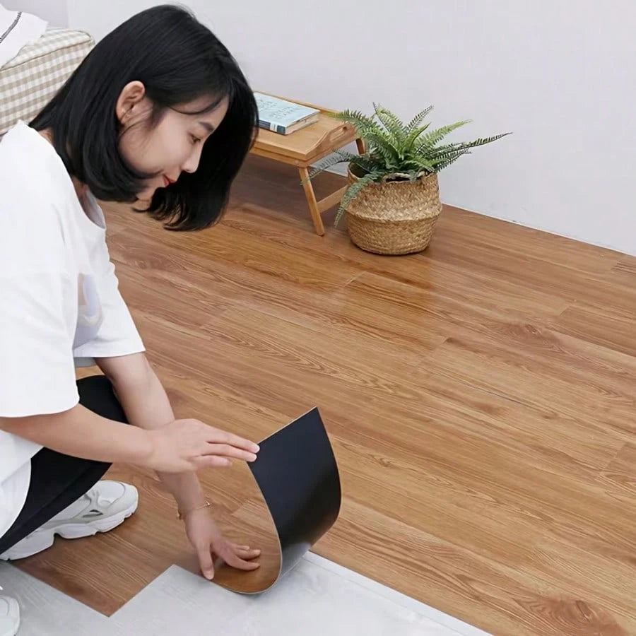 30pcs Self-Adhesive Wood Grain Floor Stickers, Thick, Wear-Resistant, Waterproof, New PVC Wood Grain Floor Stickers, Suitable For Home Decoration, Bedroom, Living Room Floor