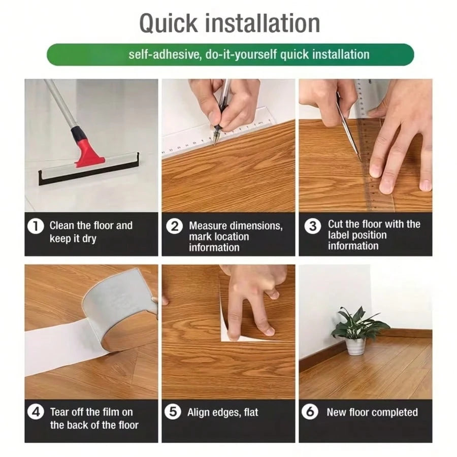 30pcs Self-Adhesive Wood Grain Floor Stickers, Thick, Wear-Resistant, Waterproof, New PVC Wood Grain Floor Stickers, Suitable For Home Decoration, Bedroom, Living Room Floor