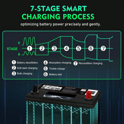 35 Amp Lithium Battery Charger,12V35A/24V18A,14.6V/29.2V Smart Lifepo4 Battery Charger Car Battery Charger Trickle Charger Maintainer/Deep Cycle Charger With Alligator Clip