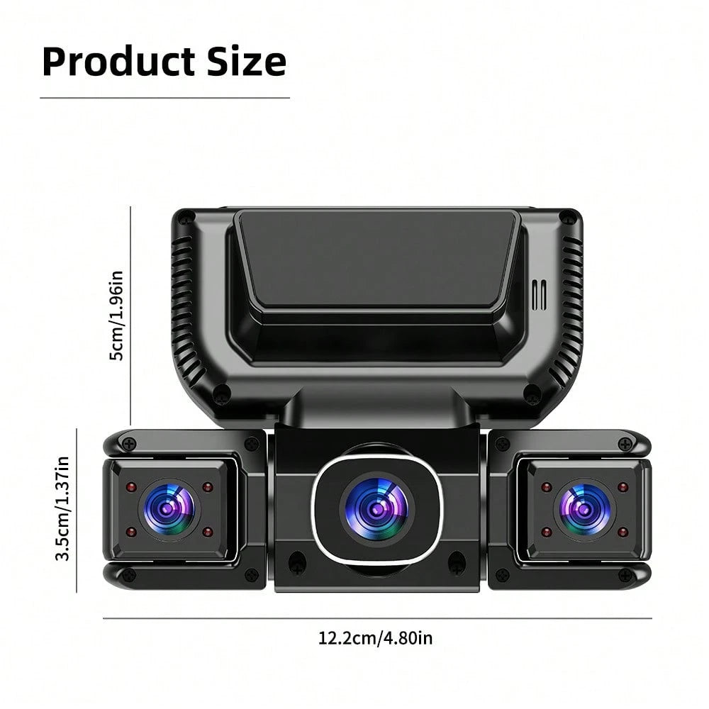 360° Panoramic 4-Channel Dash Cam With Front And Rear Dual Recording, Dual 1080P HD Lenses, 170° Wide Angle, 5GHz WiFi & App Control, Cyclic Recording, Night Vision, G-Sensor, Parking Monitoring, Incl