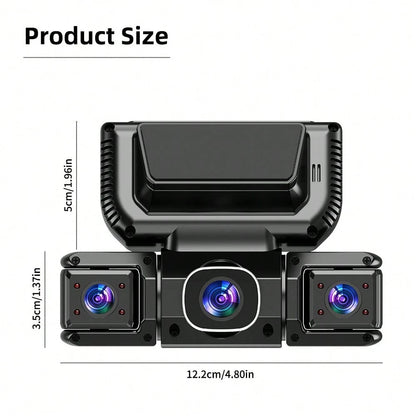 360° Panoramic 4-Channel Dash Cam With Front And Rear Dual Recording, Dual 1080P HD Lenses, 170° Wide Angle, 5GHz WiFi & App Control, Cyclic Recording, Night Vision, G-Sensor, Parking Monitoring, Incl