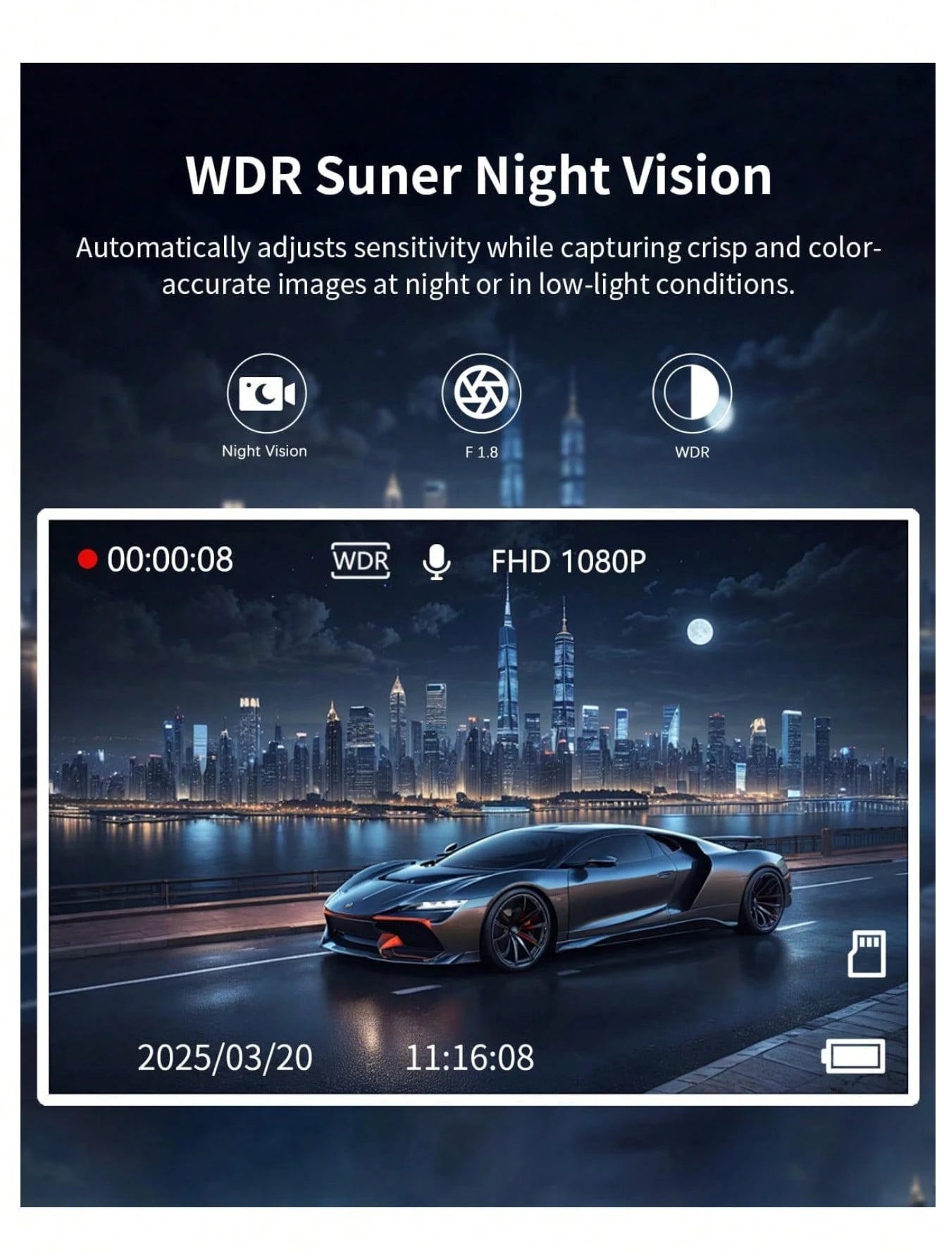 360° Panoramic 4-Channel Dash Cam With Front And Rear Dual Recording, Dual 1080P HD Lenses, 170° Wide Angle, 5GHz WiFi & App Control, Cyclic Recording, Night Vision, G-Sensor, Parking Monitoring, Incl