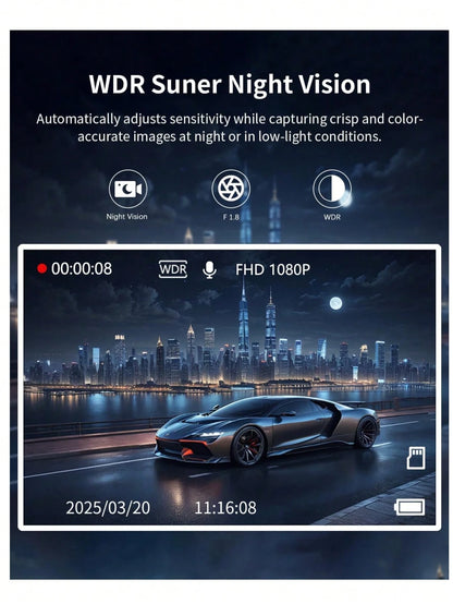 360° Panoramic 4-Channel Dash Cam With Front And Rear Dual Recording, Dual 1080P HD Lenses, 170° Wide Angle, 5GHz WiFi & App Control, Cyclic Recording, Night Vision, G-Sensor, Parking Monitoring, Incl